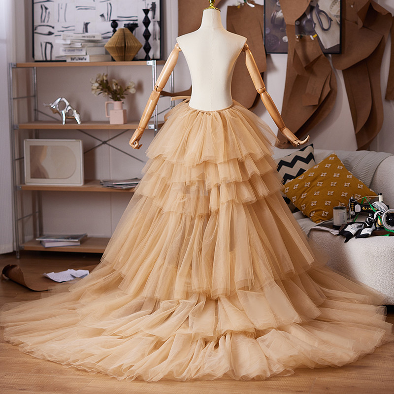 ケープ ロングトレーン 裾引き カーキ ふわふわ DIY 肩飾り アクセサリー 花嫁/ウェディングドレス DTY388