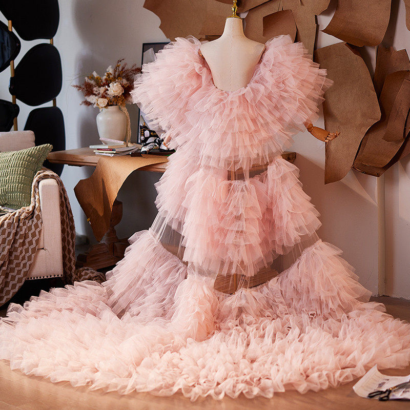 ケープ トレーン 裾引き ピンク 豪華 DIY 肩飾り アクセサリー 花嫁/ウェディングドレス DTY340