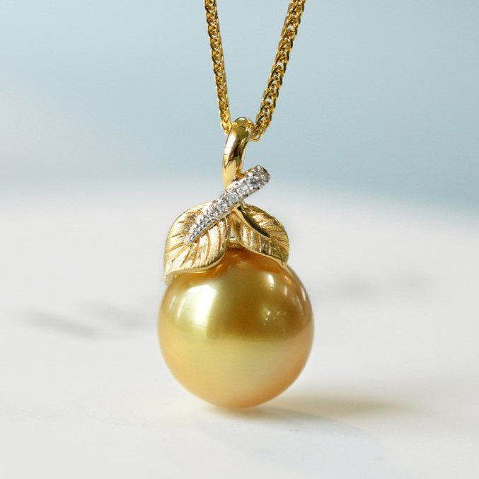 ルミナゴールドシリーズ 11-12mm 南洋オーバルパールペンダント 18Kゴールドネックレス ダイヤモンドデザイン エレガント 26,460円