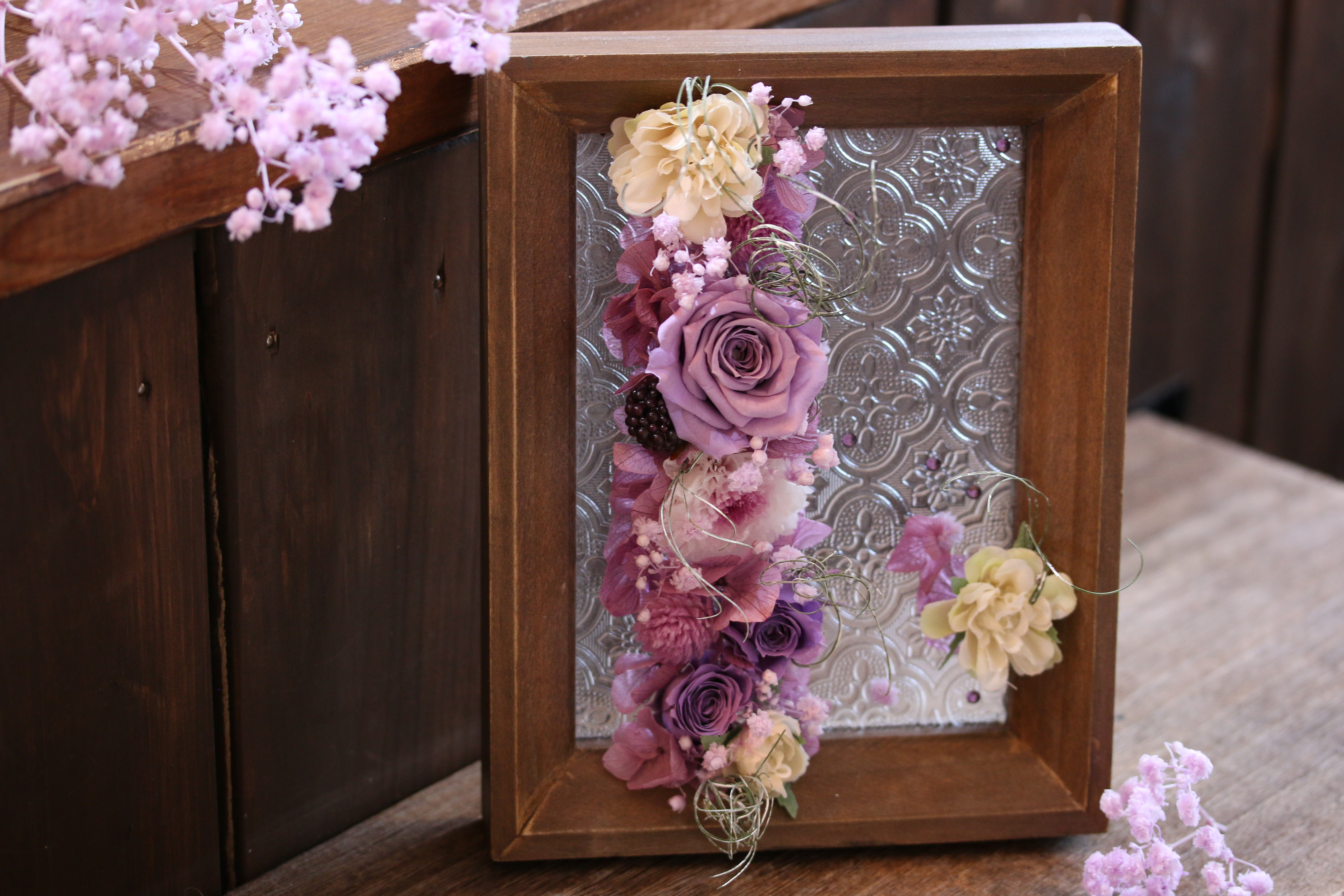 すりガラス風レトロなフレームプリザ