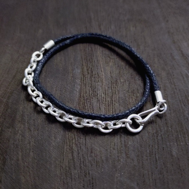 【G2MIX】Silver925  チェーン付きコードブレスレット