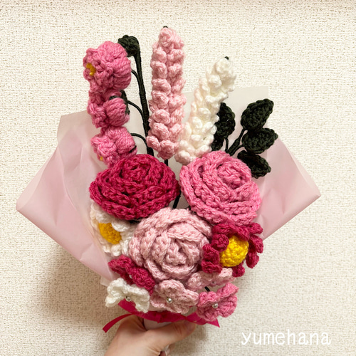 毛糸の花束ピンク vol.2 アートフラワー yumehana 通販 19830743