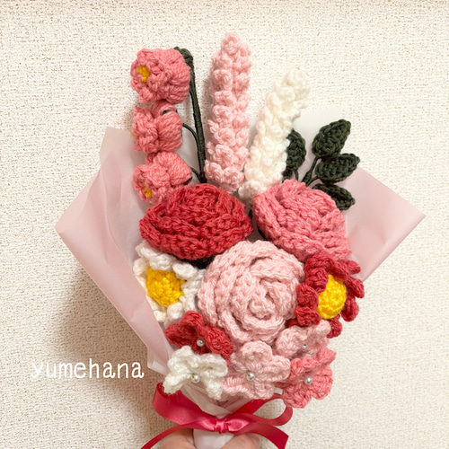 毛糸の花束ピンク vol.2 アートフラワー yumehana 通販 19830743