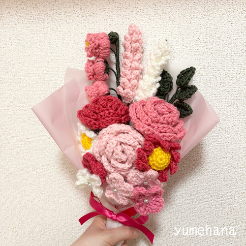 毛糸の花束ピンク vol.2 アートフラワー yumehana 通販 19830743