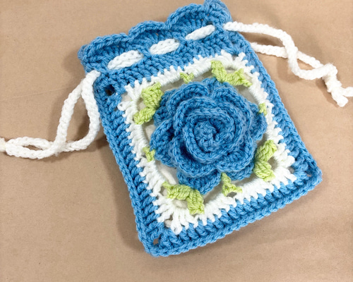 おにぎり巾着袋2個用　青い薔薇　ハンドメイド 50222563b45ee4aec31a15c2cfbc54