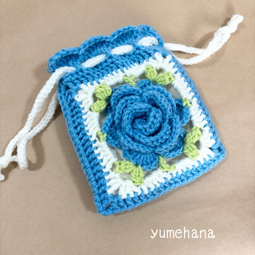 バラの巾着 水色 巾着袋 yumehana 通販 19830775｜Creema(クリーマ