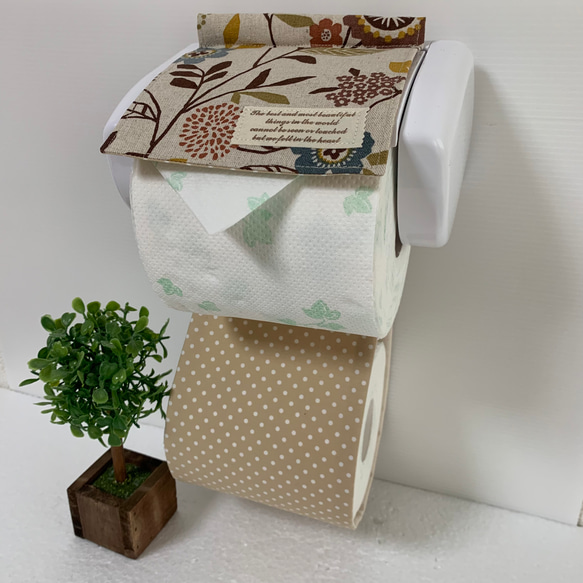 トイレットペーパーホルダーカバー☆鳥と花✳︎北欧風♪2カラー 1枚目の画像