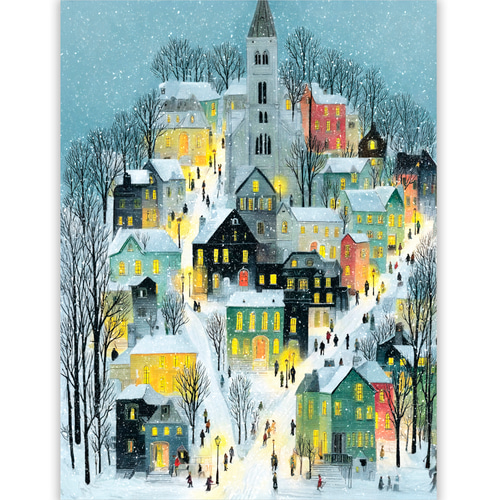 雪降る町【 色彩豊かな高台の家 タイプA 】 冬景色 クリスマス