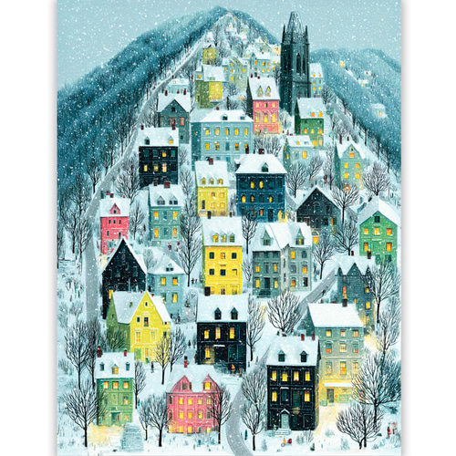 雪降る町【 色彩豊かな高台の家 タイプB 】 冬景色 クリスマス