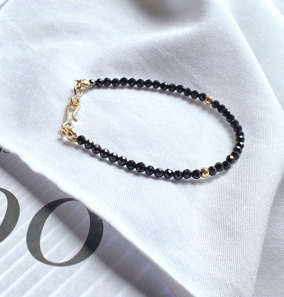[14kgf]B10 ブラックスピネル　ブレスレット 5枚目の画像