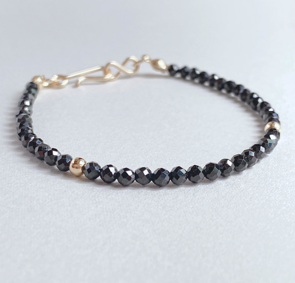 [14kgf]B10 ブラックスピネル　ブレスレット 6枚目の画像