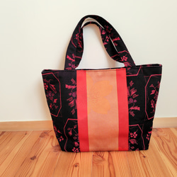 花柄帯のトートバッグ＊着物リメイク Floral Obi Tote Bag *Kimono