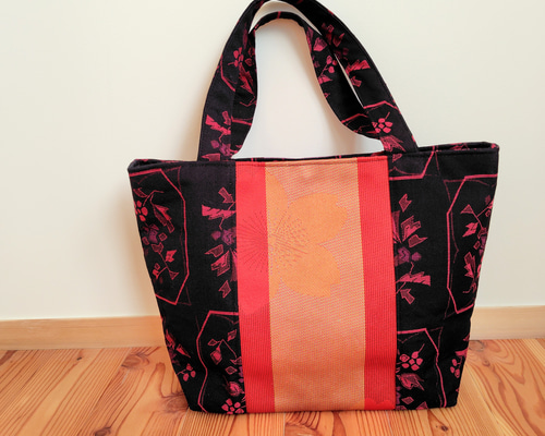 桜の帯のトートバッグ＊着物リメイク Cherry blossom obi tote bag