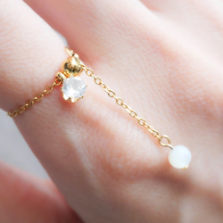 選べる誕生石チェーンリング　フリーサイズ　天然石　指輪　マザーパール　サージカルステンレス　ゴールド　シルバー 18枚目の画像