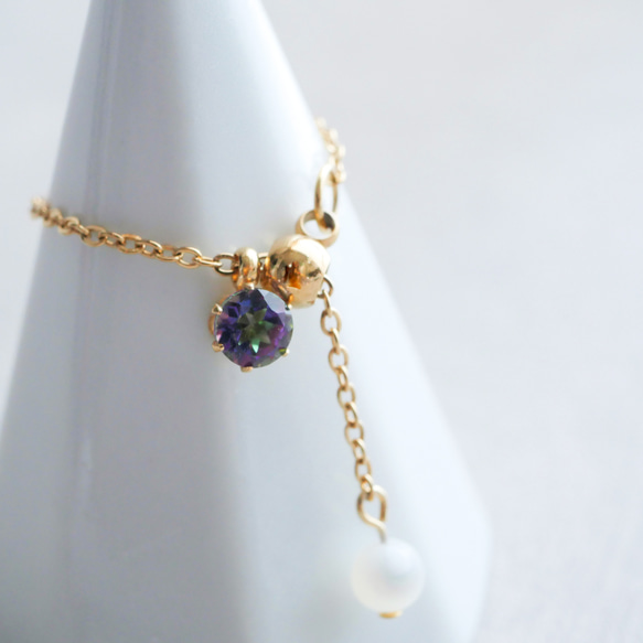 選べる誕生石チェーンリング　フリーサイズ　天然石　指輪　マザーパール　サージカルステンレス　ゴールド　シルバー 16枚目の画像