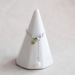 選べる誕生石チェーンリング　フリーサイズ　天然石　指輪　マザーパール　サージカルステンレス　ゴールド　シルバー 15枚目の画像