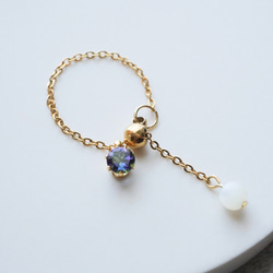 選べる誕生石チェーンリング　フリーサイズ　天然石　指輪　マザーパール　サージカルステンレス　ゴールド　シルバー 17枚目の画像