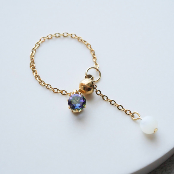 選べる誕生石チェーンリング　フリーサイズ　天然石　指輪　マザーパール　サージカルステンレス　ゴールド　シルバー 17枚目の画像