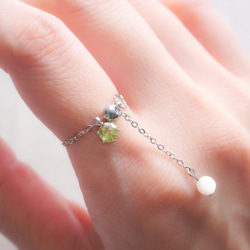 選べる誕生石チェーンリング　フリーサイズ　天然石　指輪　マザーパール　サージカルステンレス　ゴールド　シルバー 10枚目の画像