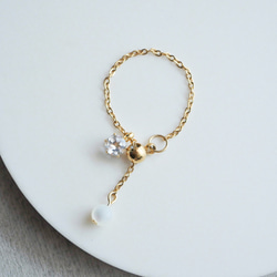 選べる誕生石チェーンリング　フリーサイズ　天然石　指輪　マザーパール　サージカルステンレス　ゴールド　シルバー 20枚目の画像