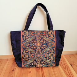 帯とデニムのトートバッグ＊着物リメイク Obi and denim tote bag