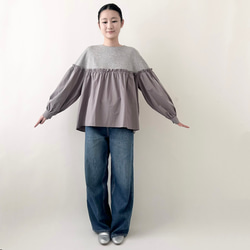 【コットン♡可愛い秋のブラウス♡丸首】バルーンスリーブ│ナチュラルな秋│コットン│ギャザー│大人可愛い│T-221SL 13枚目の画像