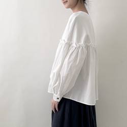 【コットン♡可愛い秋のブラウス♡丸首】バルーンスリーブ│ナチュラルな秋│コットン│ギャザー│大人可愛い│T-221SL 5枚目の画像