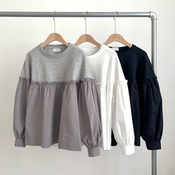 【コットン♡可愛い秋のブラウス♡丸首】バルーンスリーブ│ナチュラルな秋│コットン│ギャザー│大人可愛い│T-221SL 11枚目の画像