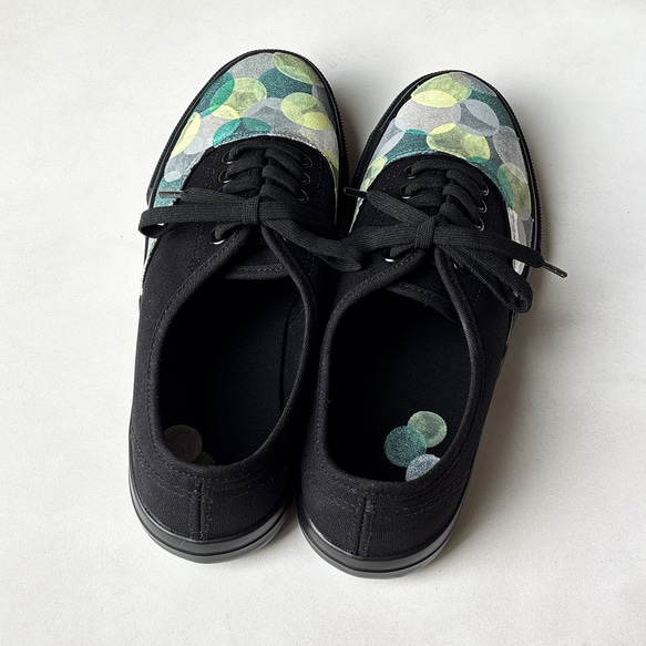 スニーカー「オリーブBH」グリーン系ドット作品！レディース 2E【22.5〜25cm】受注制作 7枚目の画像
