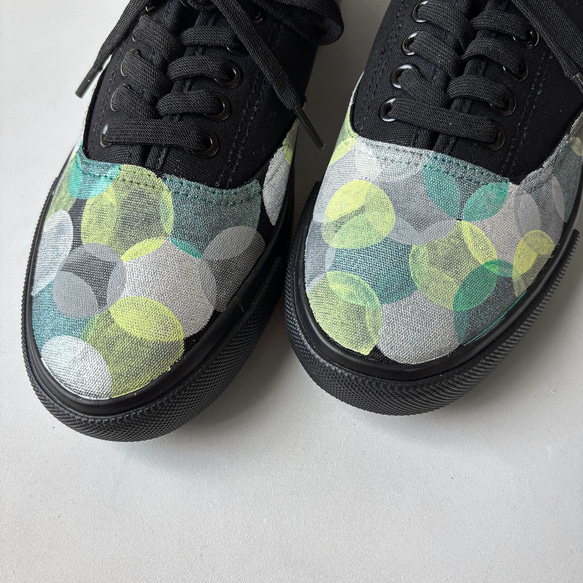 スニーカー「オリーブBH」グリーン系ドット作品！レディース 2E【22.5〜25cm】受注制作 4枚目の画像