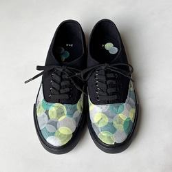 スニーカー「オリーブBH」グリーン系ドット作品！レディース 2E【22.5〜25cm】受注制作 5枚目の画像