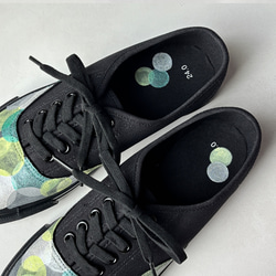 スニーカー「オリーブBH」グリーン系ドット作品！レディース 2E【22.5〜25cm】受注制作 2枚目の画像