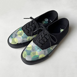 スニーカー「オリーブBH」グリーン系ドット作品！レディース 2E【22.5〜25cm】受注制作 3枚目の画像