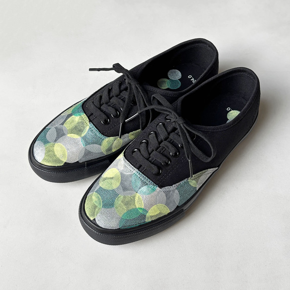 スニーカー「オリーブBH」グリーン系ドット作品！レディース 2E【22.5〜25cm】受注制作 3枚目の画像