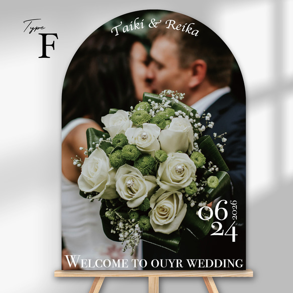 9デザインから選べる✨アーチ型のウエディングウェルカムボード　パネル印刷｜結婚式｜写真｜オーダー｜アーチフォトボード｜前 12枚目の画像