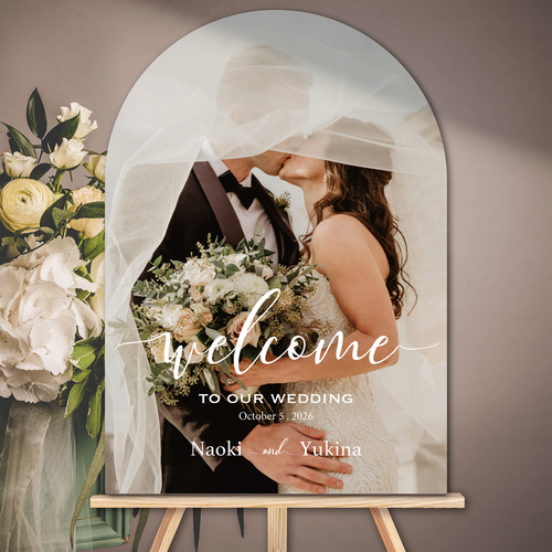 9デザインから選べる✨アーチ型のウエディングウェルカムボード パネル