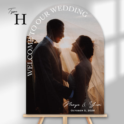 9デザインから選べる✨アーチ型のウエディングウェルカムボード　パネル印刷｜結婚式｜写真｜オーダー｜アーチフォトボード｜前 14枚目の画像