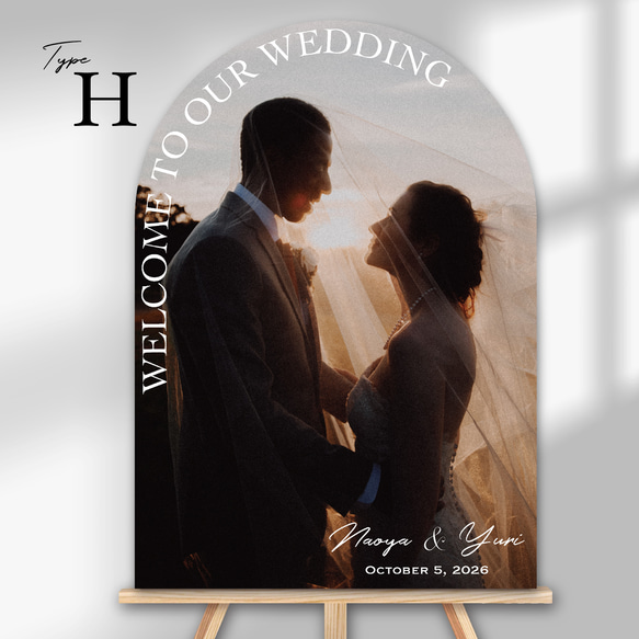 9デザインから選べる✨アーチ型のウエディングウェルカムボード　パネル印刷｜結婚式｜写真｜オーダー｜アーチフォトボード｜前 14枚目の画像
