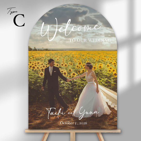 9デザインから選べる✨アーチ型のウエディングウェルカムボード　パネル印刷｜結婚式｜写真｜オーダー｜アーチフォトボード｜前 9枚目の画像