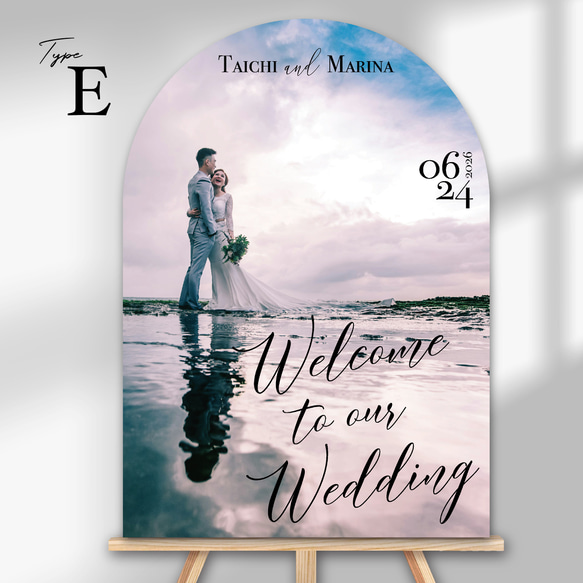 9デザインから選べる✨アーチ型のウエディングウェルカムボード　パネル印刷｜結婚式｜写真｜オーダー｜アーチフォトボード｜前 11枚目の画像