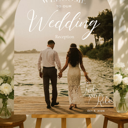 9デザインから選べる✨アーチ型のウエディングウェルカムボード　パネル印刷｜結婚式｜写真｜オーダー｜アーチフォトボード｜前 2枚目の画像