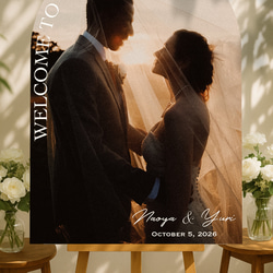 9デザインから選べる✨アーチ型のウエディングウェルカムボード　パネル印刷｜結婚式｜写真｜オーダー｜アーチフォトボード｜前 3枚目の画像