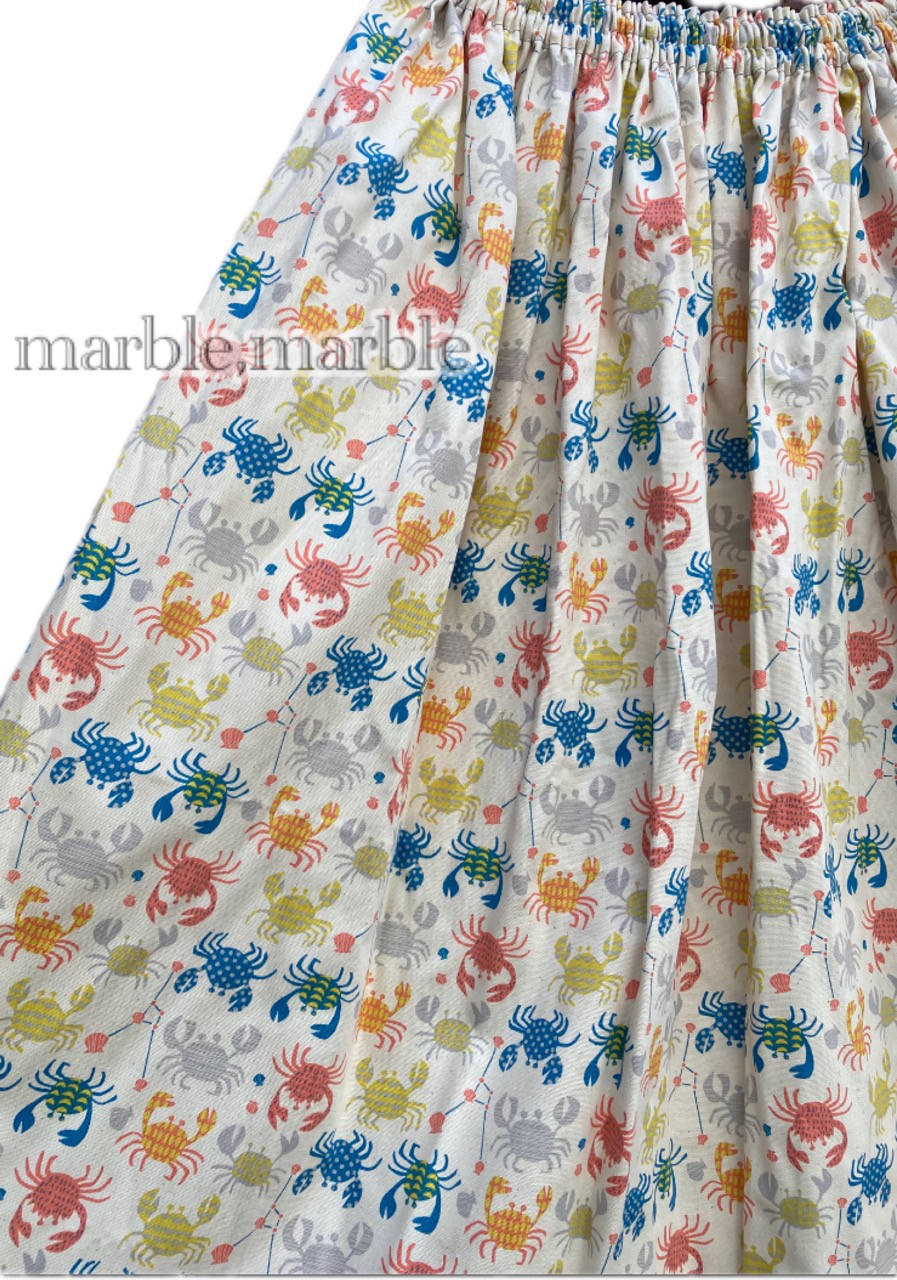 カニさんスカート　かに　蟹　ギャザースカート　大人スカート　ふんわりスカート