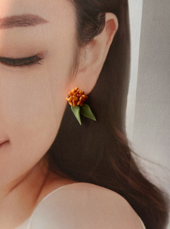 金木犀 キンモクセイ ピアス イヤリング 4枚目の画像