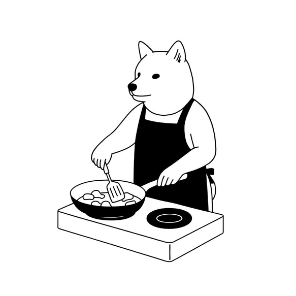 柴犬 料理 Tシャツ【名入れ可】柴犬 ギフト プレゼント プリント 豆柴 白柴 クッキング 2枚目の画像