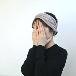 調整可能リネンのターバン...くすみピンク 6枚目の画像