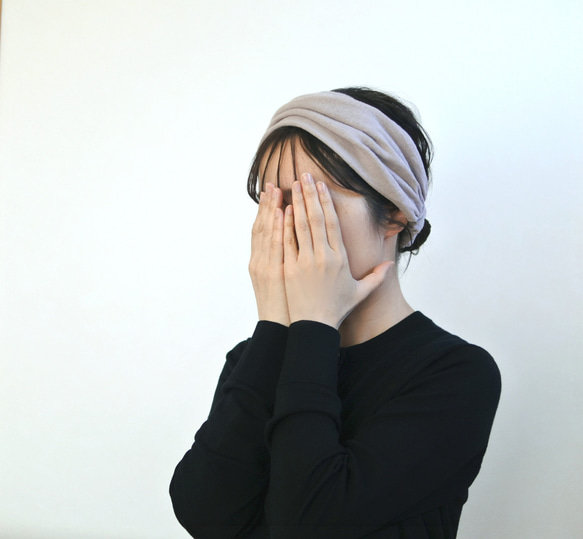 調整可能リネンのターバン...くすみピンク 6枚目の画像