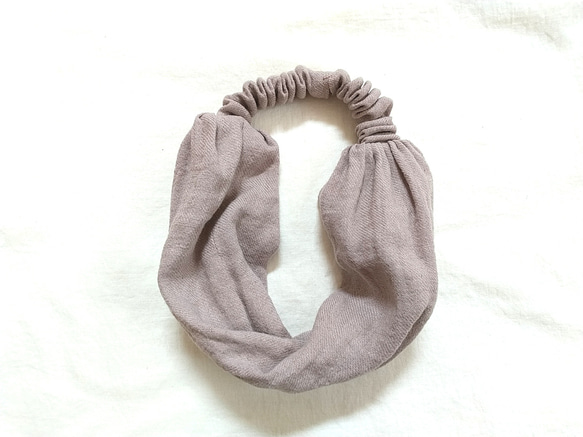 調整可能リネンのターバン...くすみピンク 3枚目の画像