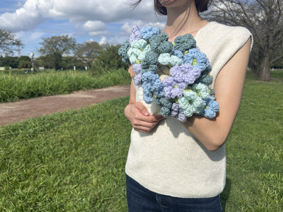 涼風薫るブーケブランケット】編み物 ニット ブーケブランケット 花束