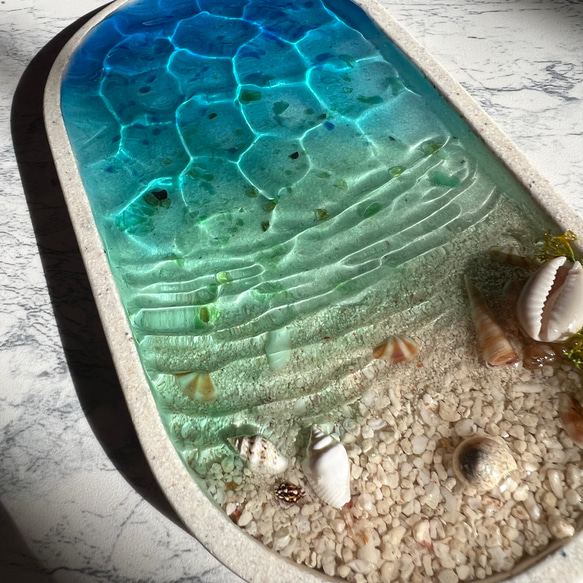 オーダー　受注生産　海辺のメガネトレー　波紋　波　水面　アクセサリートレー　グラデーション　夏 8枚目の画像